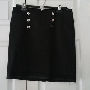 White House Black Market black  faux button front skirt  Sz 6 NWOT